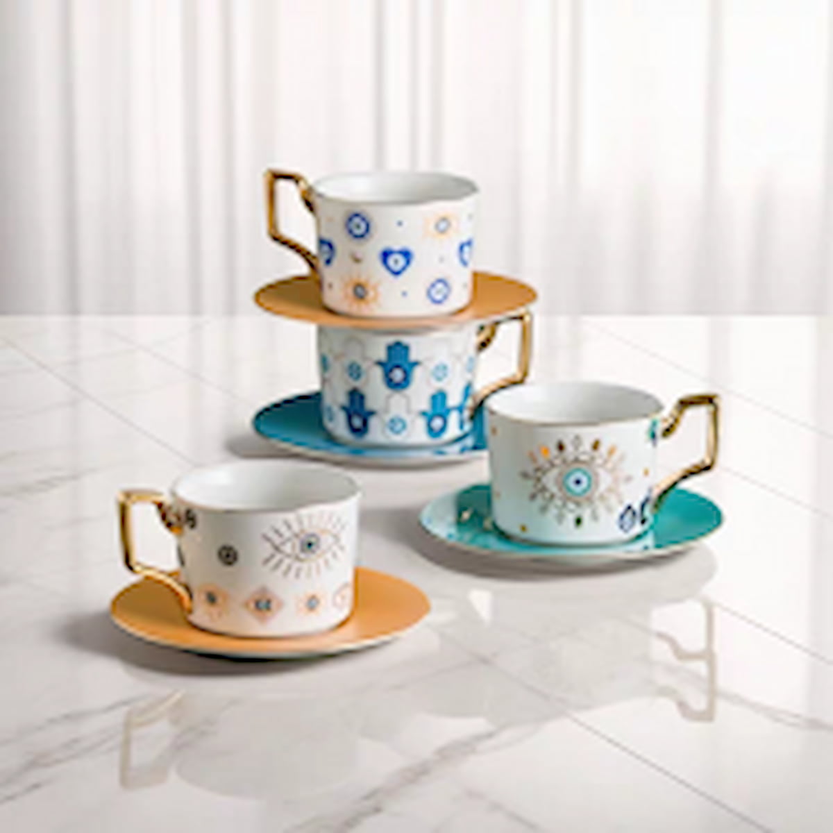 Set tasse et sous tasse en ceramique avec cuillère