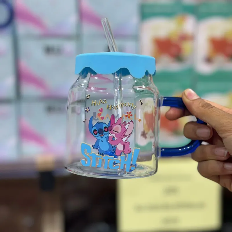 Chope en verre stitch avec Paille