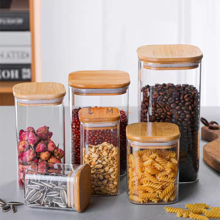 Boîte à Épices Carrée en Verre