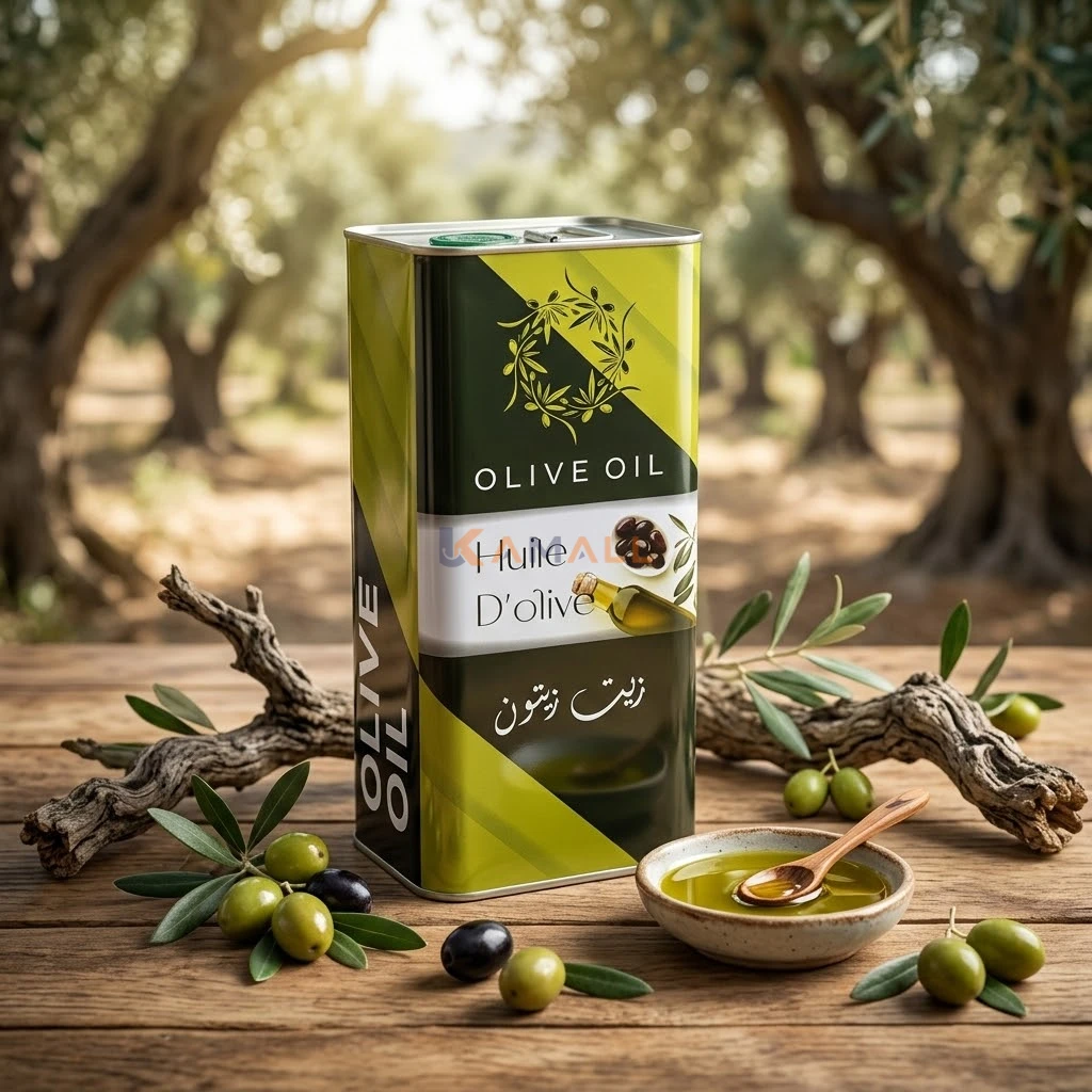 Bidon rectangulaire en metal pour huile d’olive 3 L
