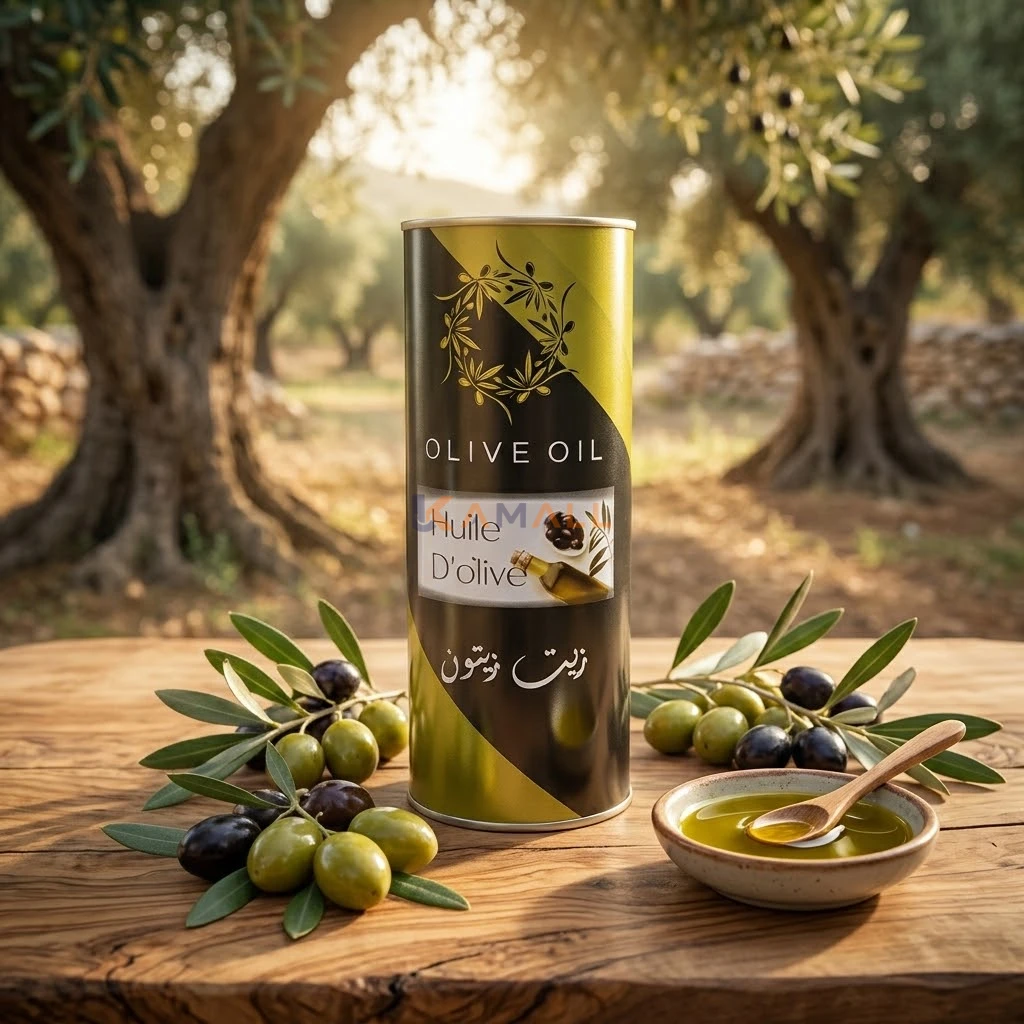 Bidon rond en metal pour huile d’olive 1 L