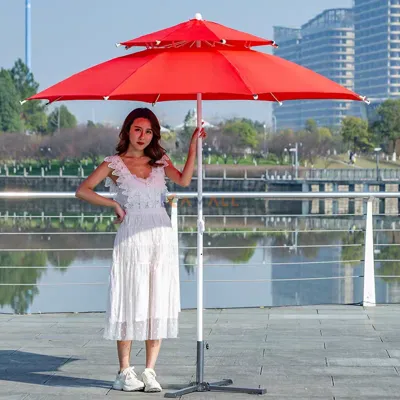 Parasol Double 2,40 mètre  avec Housse Imperméable , Structure en Métal pour Jardin, Terrasse et Plage