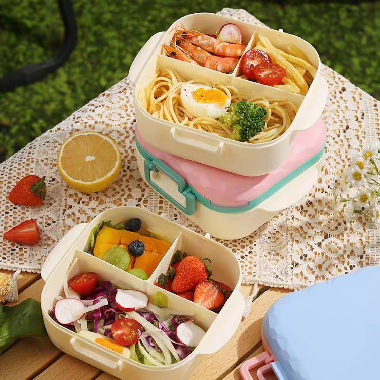 Lunch Box en plastqiue alimentaire PP5 a 2 Compartiments avec Couverts