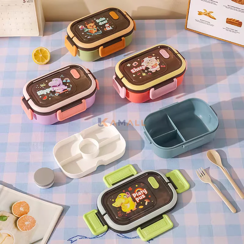 Lunch Box 3 Compartiments avec couvert et Mini Boîte en plastique alimentaire