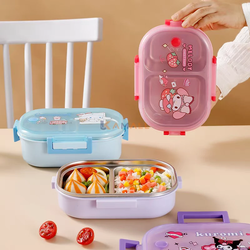 Lunch Box 2 Compartiments en Inox et Plastique Alimentaire avec Cuillère