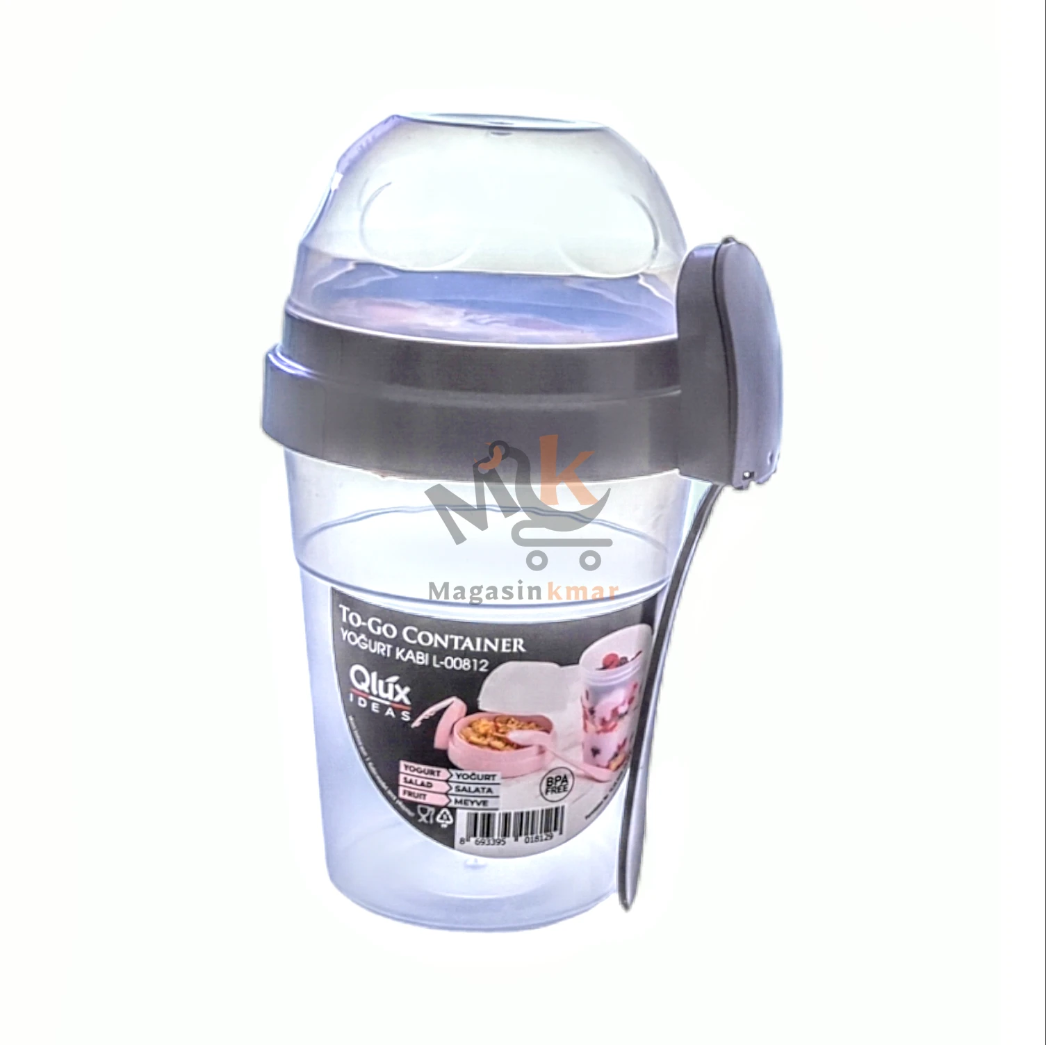 Pot à yaourt en plastique avec cuillère et couvercle 500ml