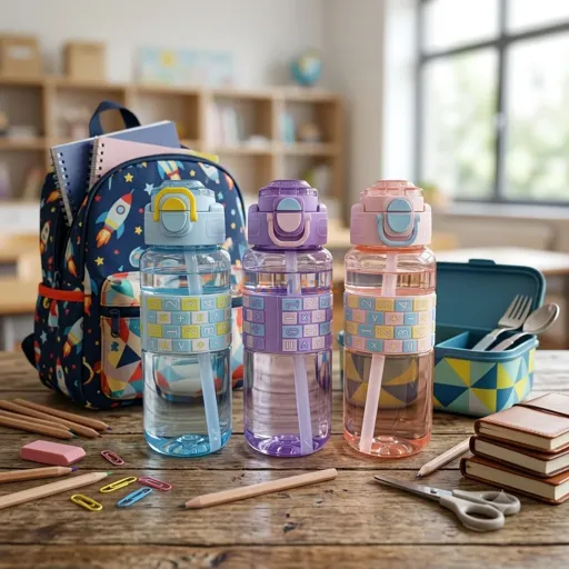 Gourde à Eau 750 ml avec Paille en Plastique Alimentaire