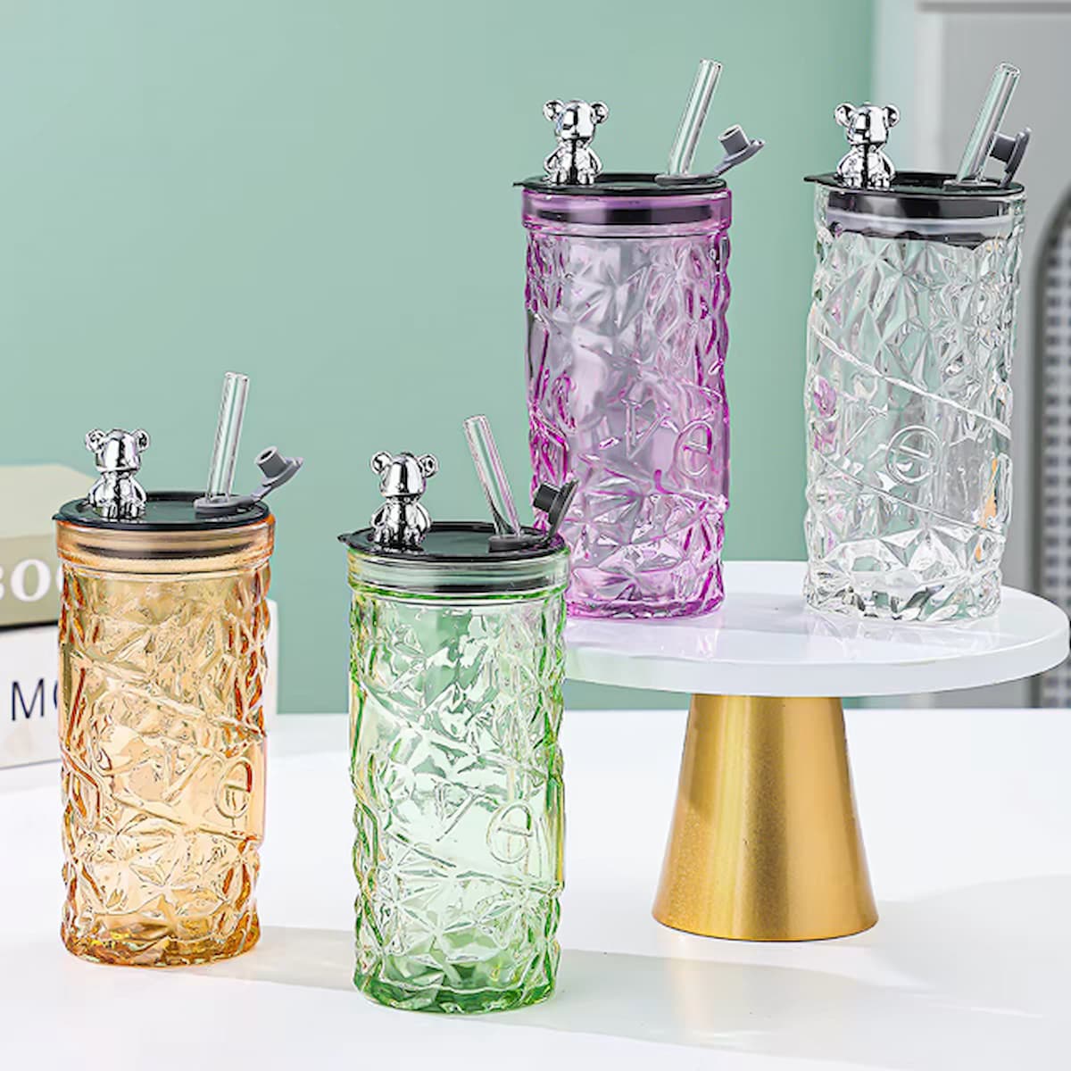 Mug en Verre 400 ml avec Paille