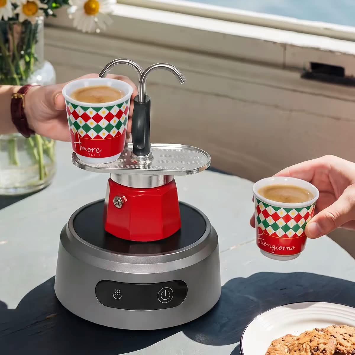 Cafetière italienne à espresso en aluminium – 2 tasses