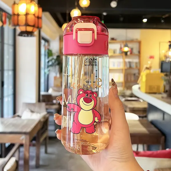Bouteille d’Eau 500 ml avec Paille en Silicone – Gourde en Plastique Alimentaire