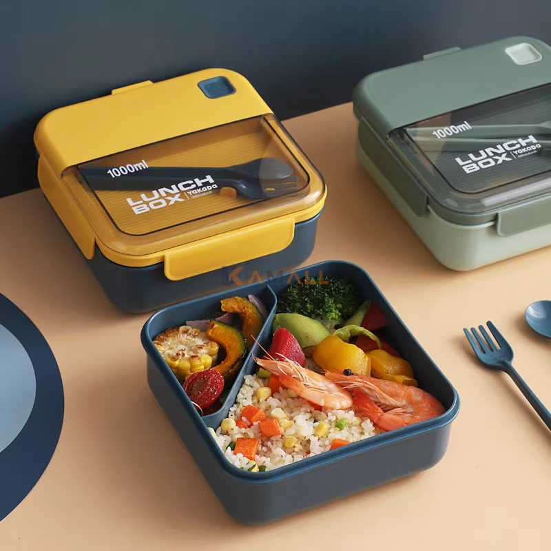 Lunch Box 3 Compartiments 1000 ml avec Cuillère et Fourchette