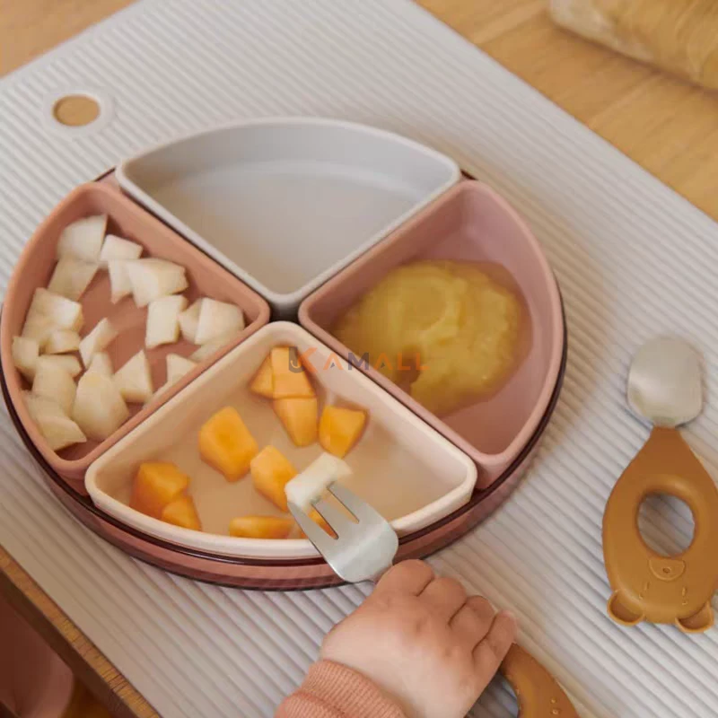 Plat Déjeuner pour Enfant 4 Compartiments avec Couverts
