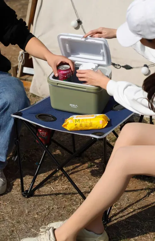 Table Pliante en Métal et Tissu 49 x 45 cm – Table d’Appoint Légère pour Camping, Jardin et Pique-nique