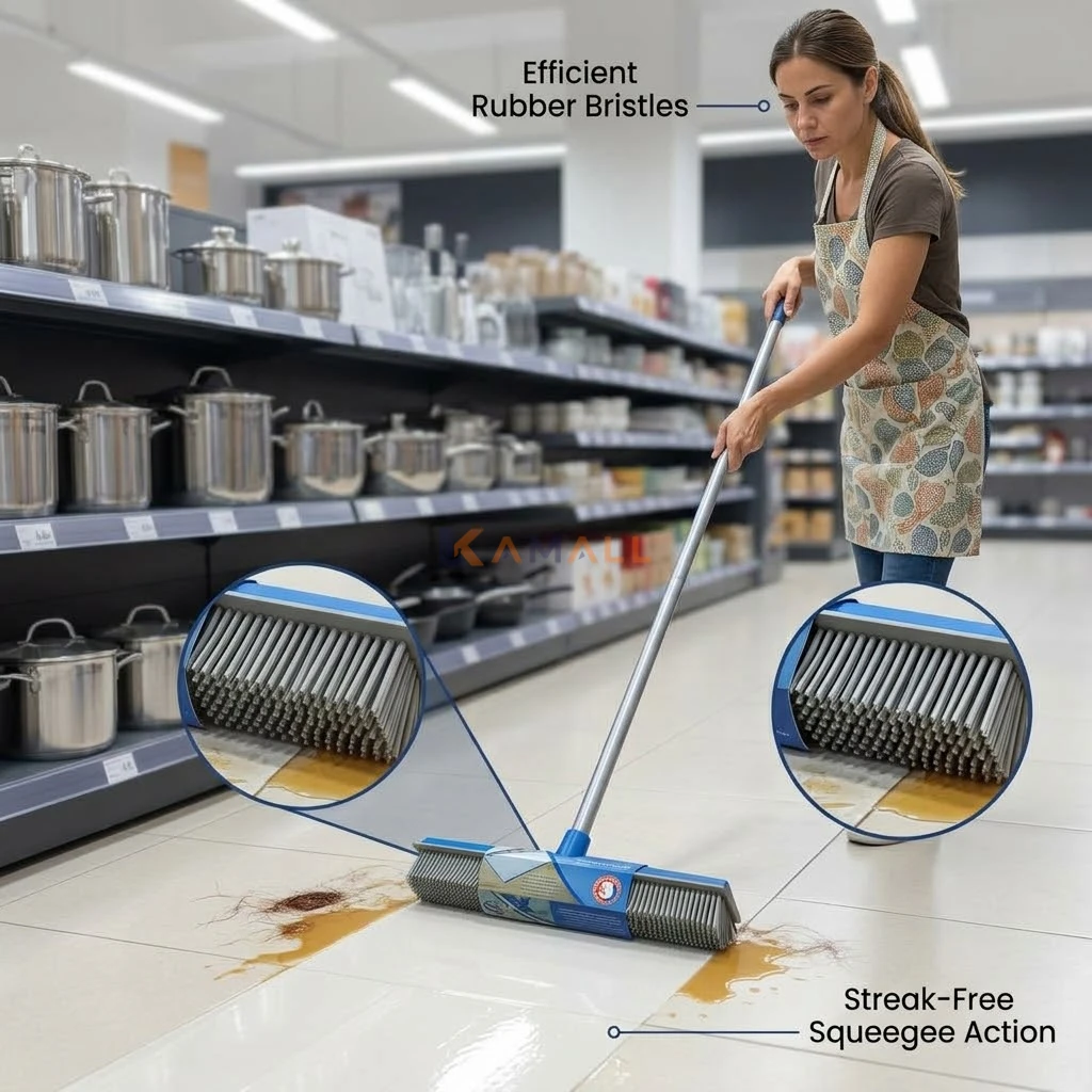 Brosse de sol cleaner en silicone avec manche long