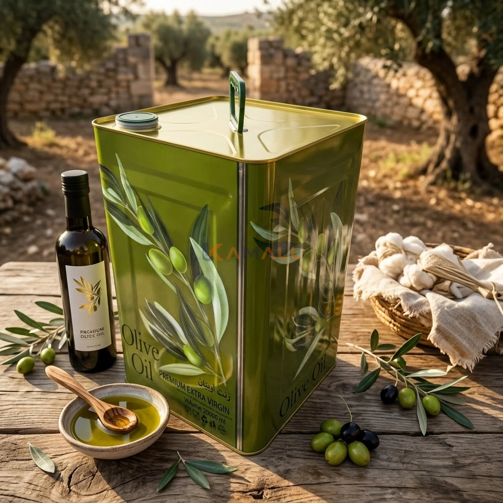 Bidon métallique imprimé 5L – Contenant robuste pour huile alimentaire