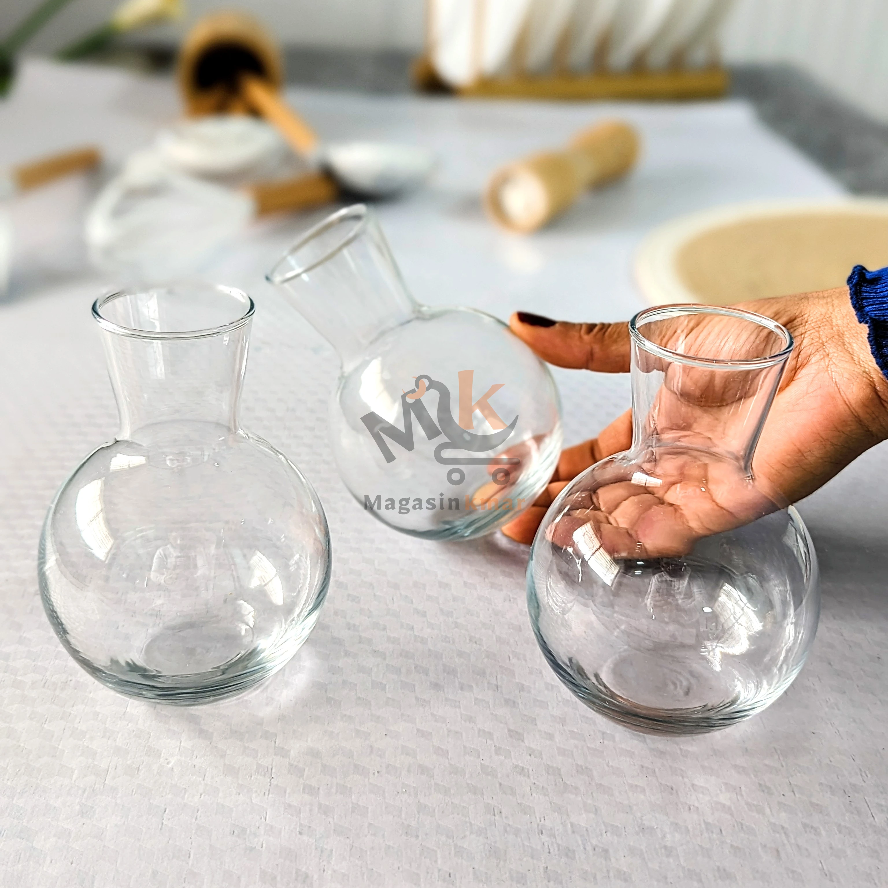 Lot de 3 Carafes bombées en verres 350ml