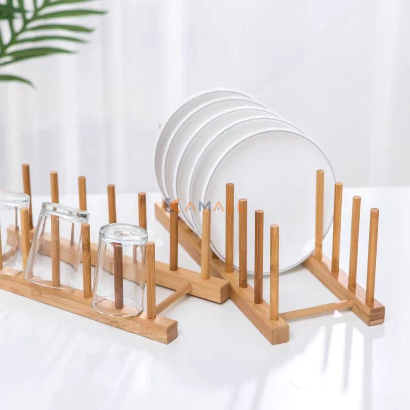 Porte Assiettes en Bois a 8 Compartiments