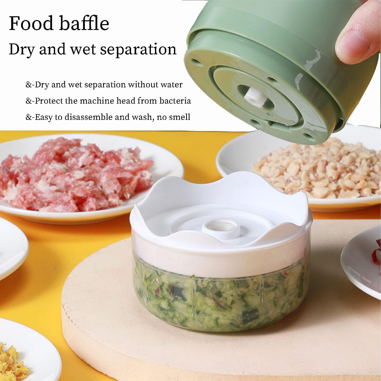 Mini hachoir rechargeable de cuisine compact en plastique