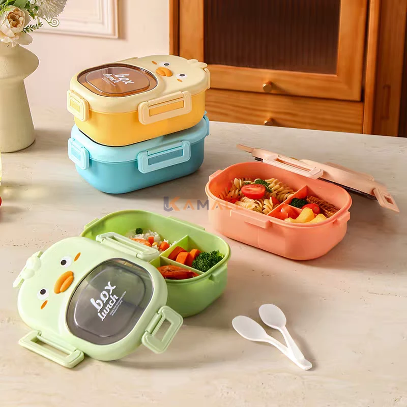 Lunch Box Motif Canard a 2 Compartiments en Inox avec Cuillère