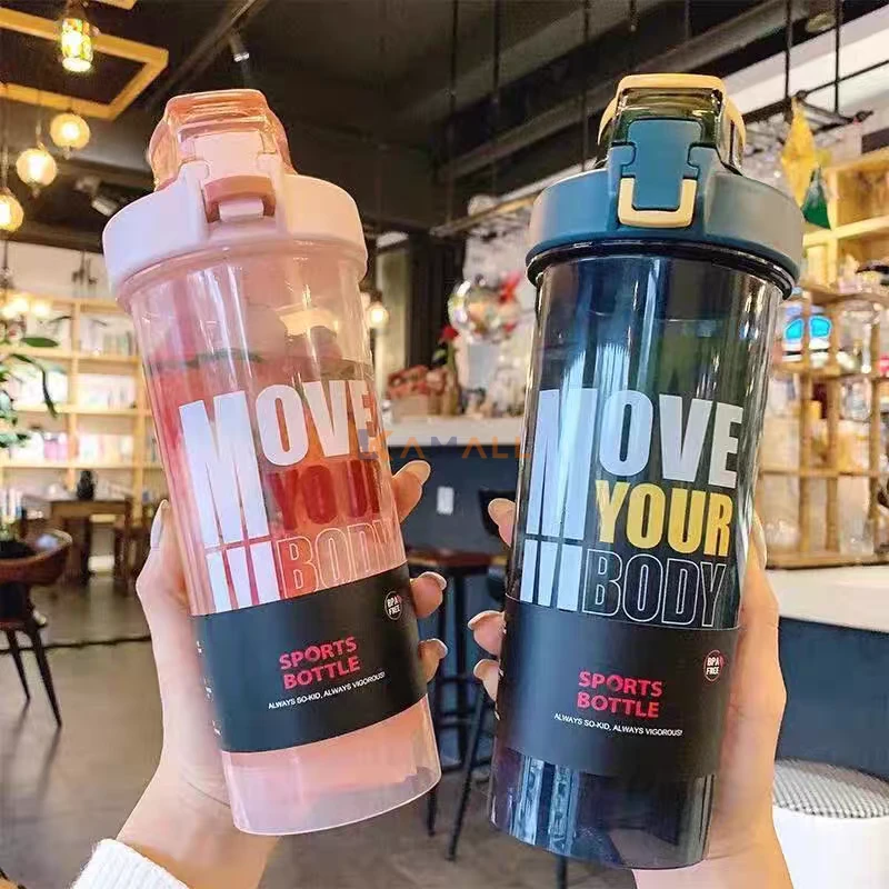 Gourde 600ml en plastique alimentaire free BPA avec paille