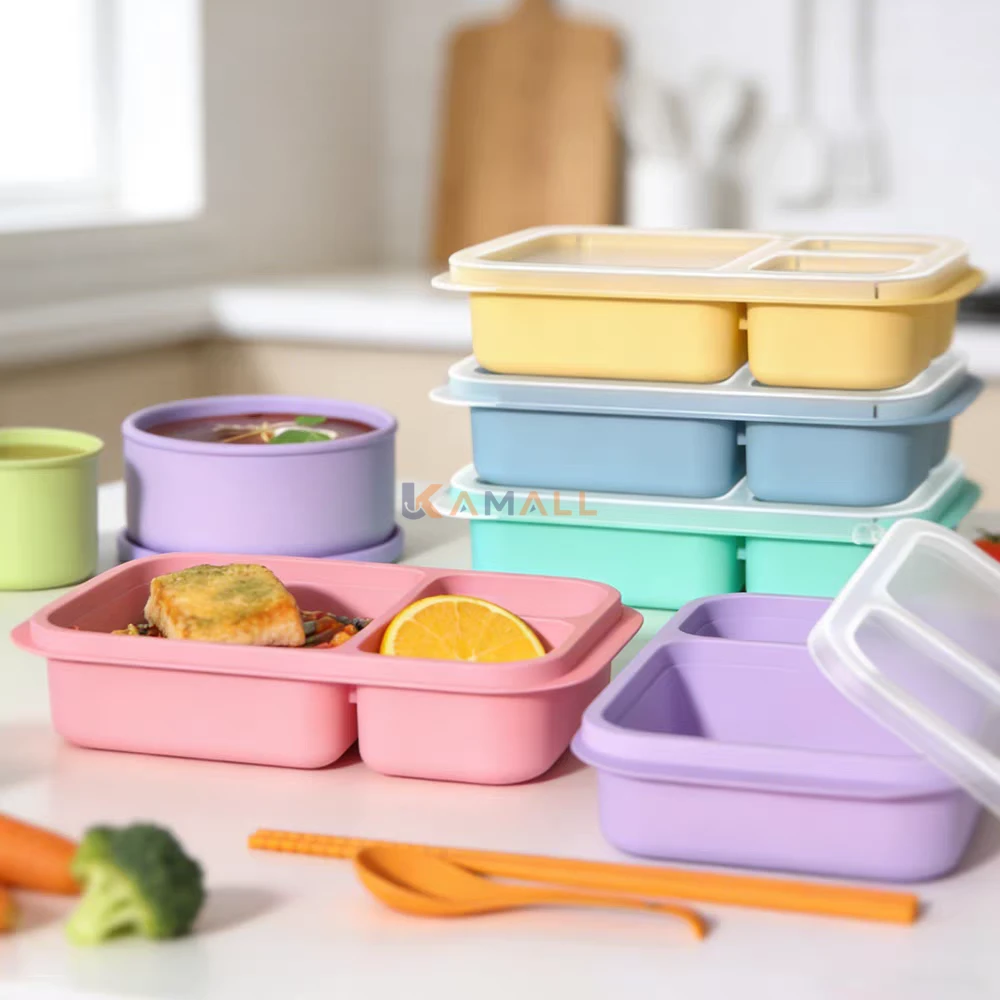 Boîte à Goûter avec Couverts en Plastique Alimentaire