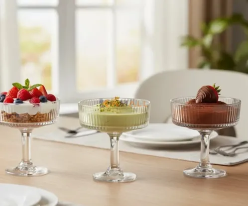 Lot de 6 Coupes en Verre 200 ml – Verres Élégants pour Desserts, Apéritifs et Boissons