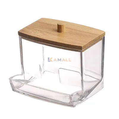 Boîte à bâtonnets en Plexi avec couvercle en Bois, rangement élégant et hygiénique