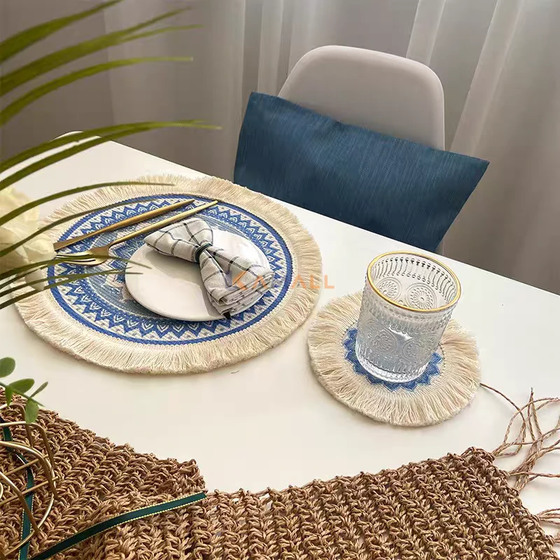 Sous plat rond en tissu 40 cm – Protection de table contre la chaleur