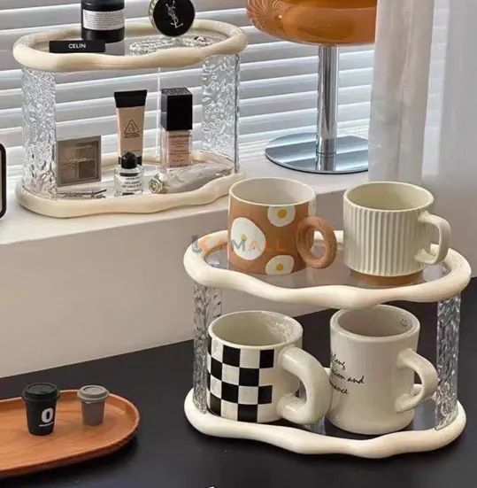 Étagère de Rangement en Plexi 2 Étages– Organisateur transparent pratique pour maison et cuisine