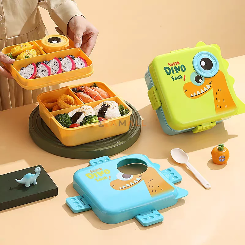 Lunch Box 3 Compartiments avec Cuillère et Mini Boîte  en Plastique Alimentaire