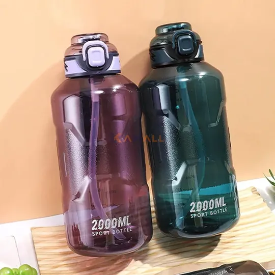 Bouteille d’Eau 1 litre  en Plastique Alimentaire avec paille