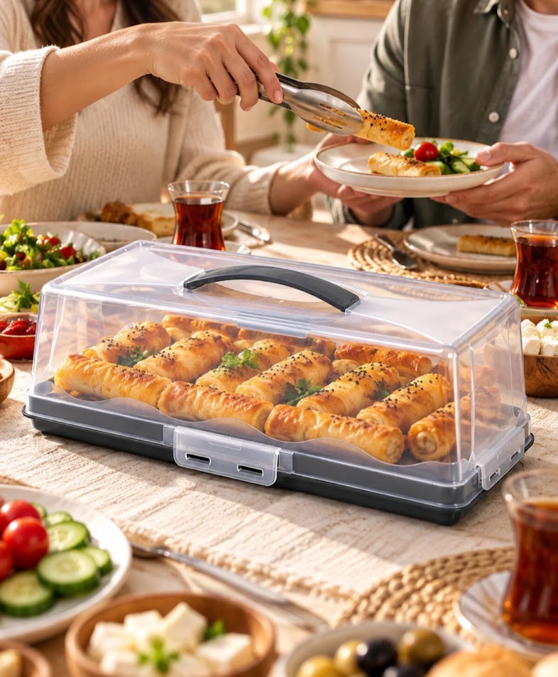 Porte-Gâteau Rectangulaire en Plastique 37,5 × 17 × 14 cm