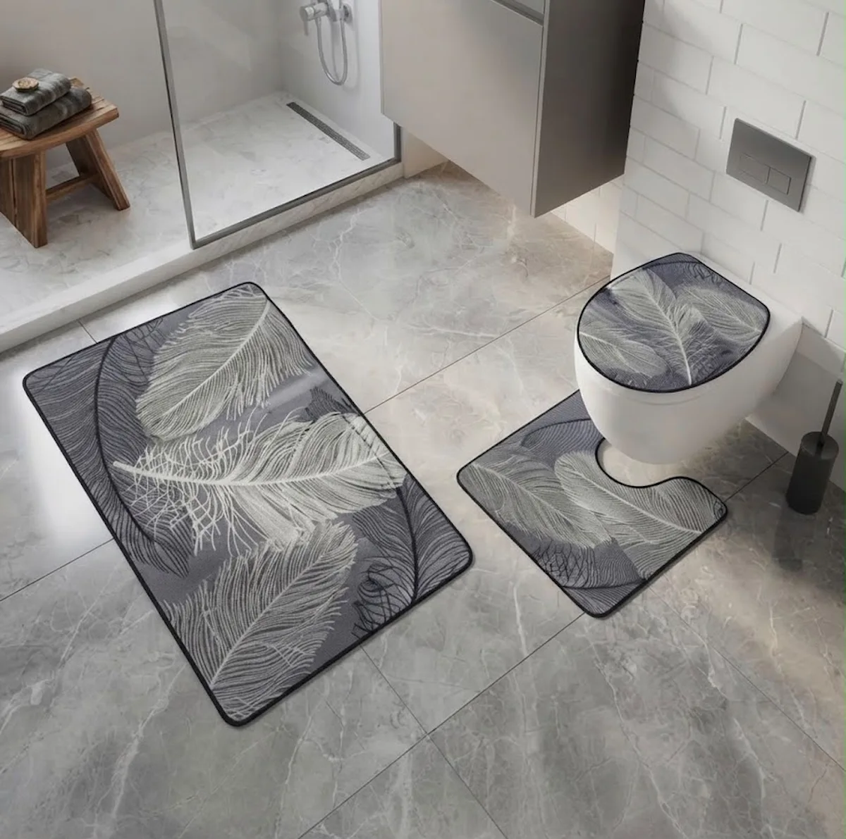 Set de 3 tapis de salle de bain antidérapants