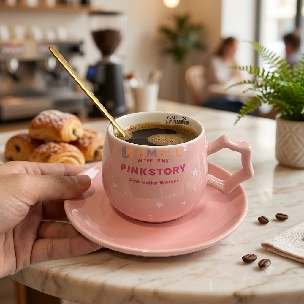 Tasse avec Sous-Tasse en Céramique