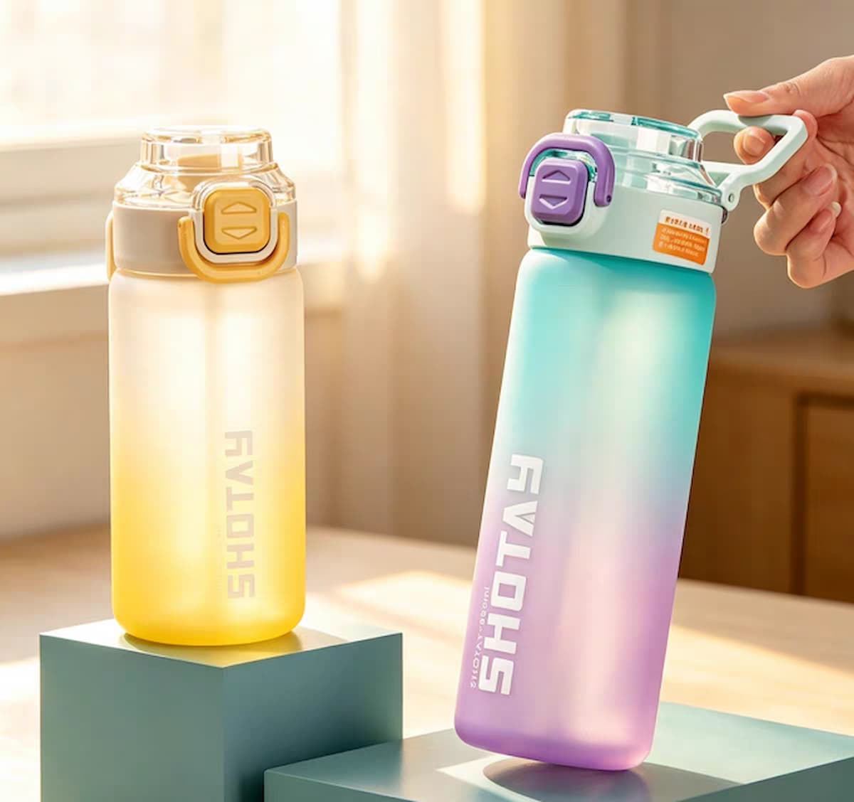 Bouteille d’Eau 800 ml avec Paille en plastique alimentaire