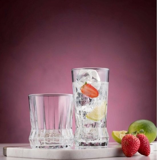Lot de 6 verres en verre rayé_