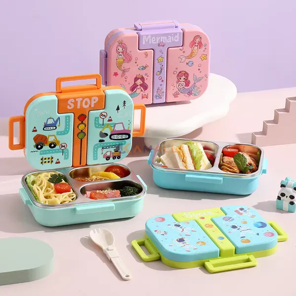 Lunch Box 2 Compartiments avec Fourchette – Boîte Repas en Plastique Alimentaire