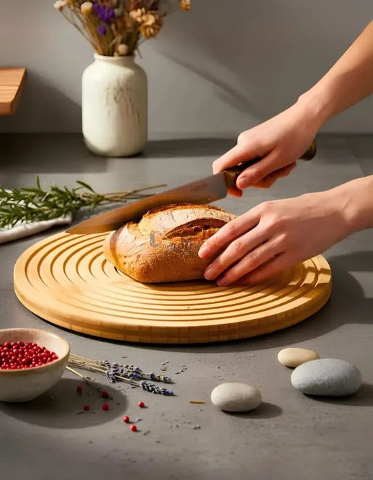 Plat de presentation ronde en bois 24cm
