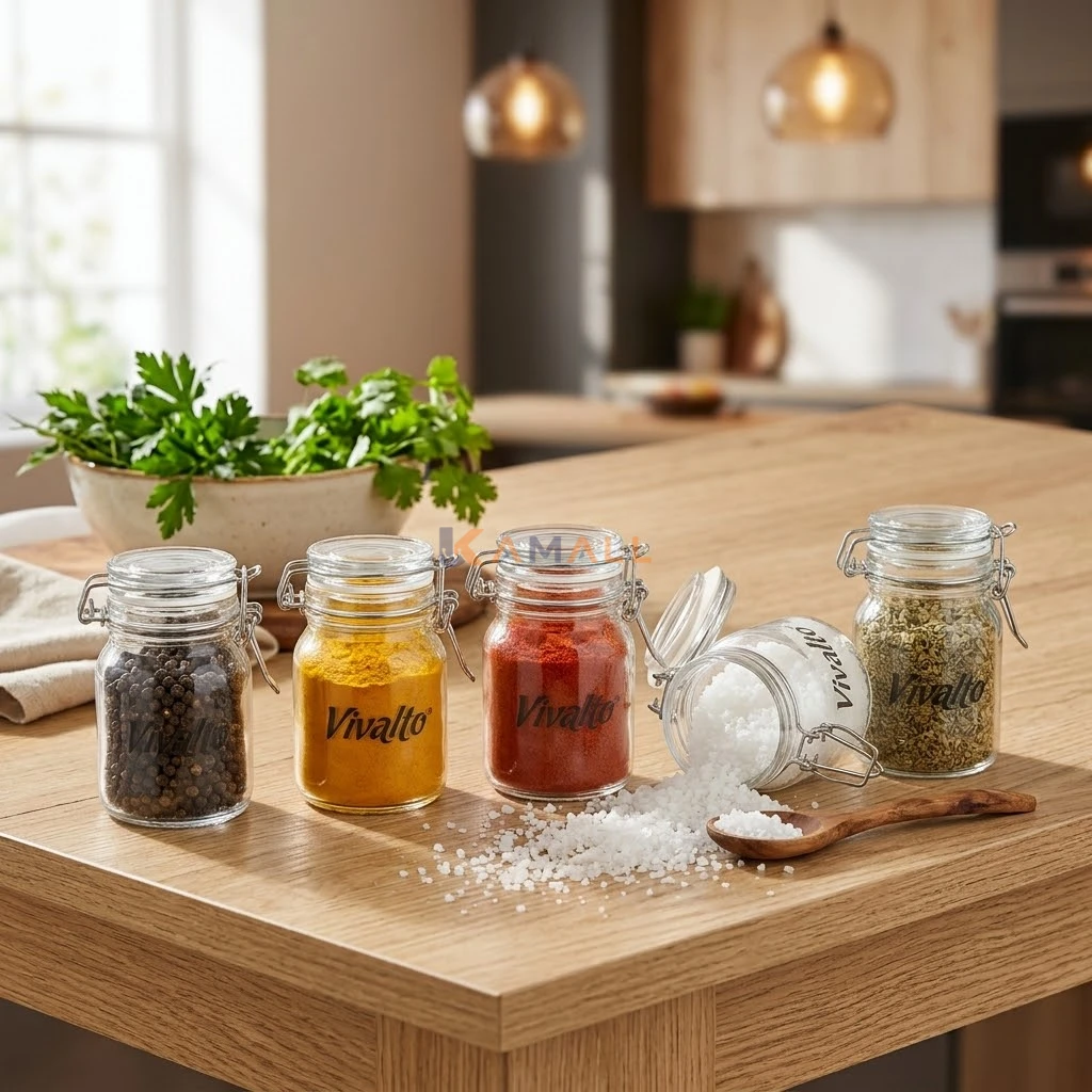 Set de 5 pots hermétiques en verre – 90 ml