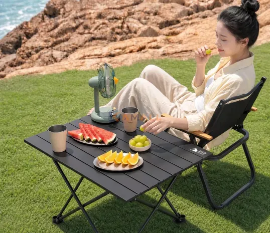 Table Pliable en Métal 54 x 50 cm – Table d’Appoint Pratique pour Maison, Jardin et Camping